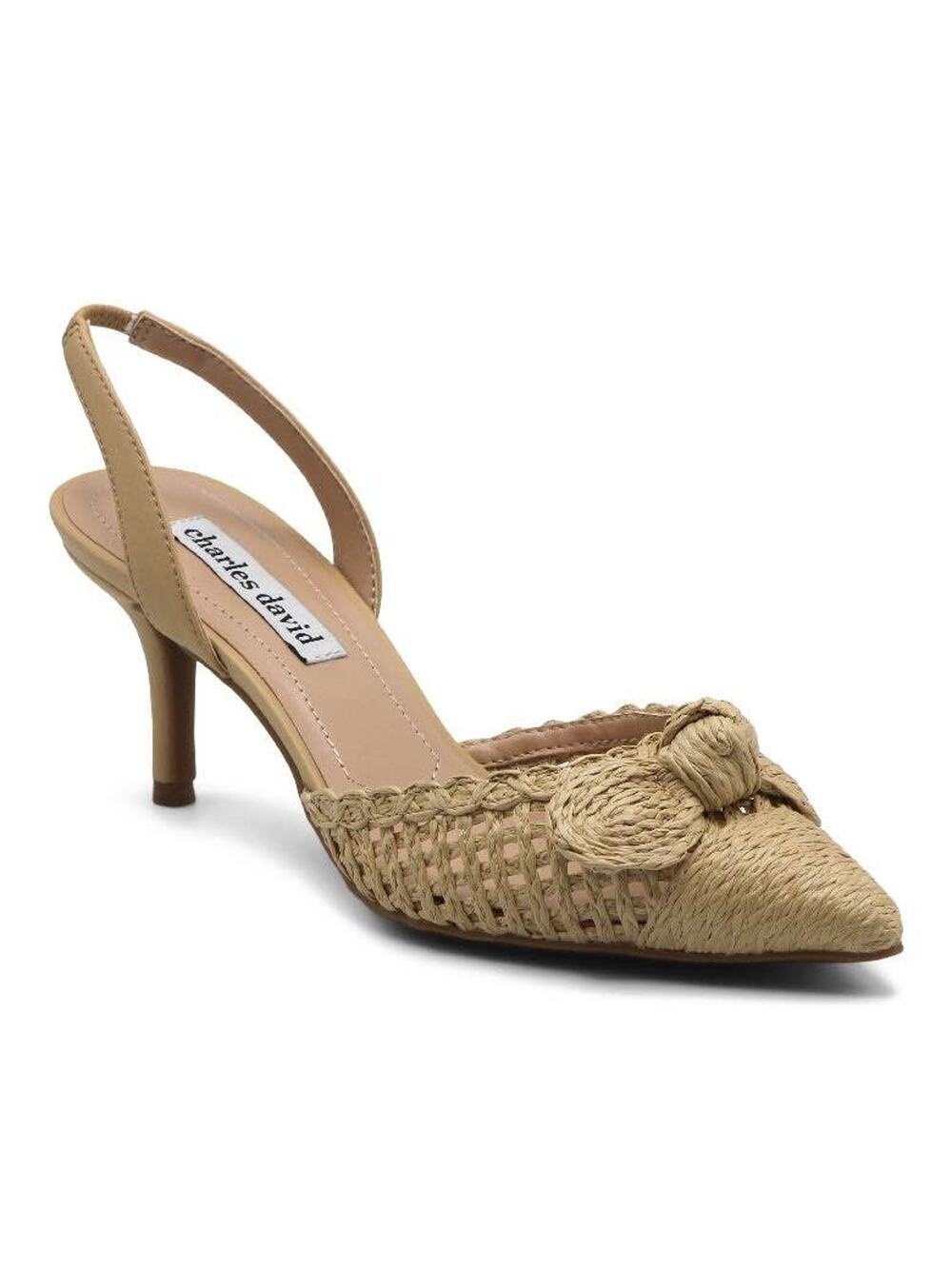 Charles David Women’s Size 8 Allyson Raffia Bow Slingback Heels